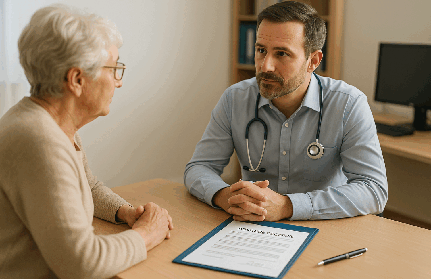 GP doctor talking to a patient about advance care planning